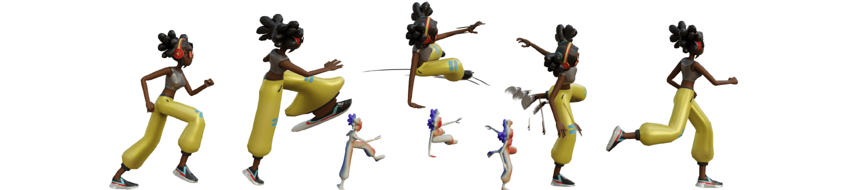 Fig. 1 from the SMEAR paper: running character showing elongated in-between, motion lines, and multiple in-betweens